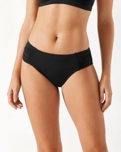 Pearl High-Waist Side-Shirred Bikini Bottoms