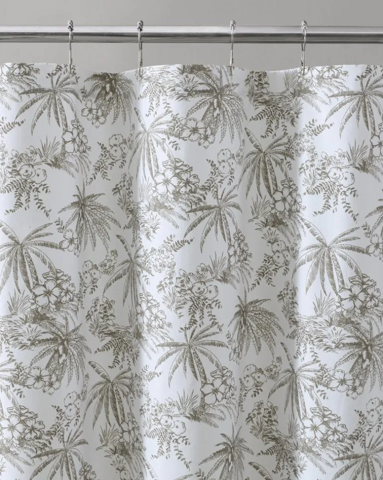 Pen and Ink Bahama Brown Palm Shower Curtain
