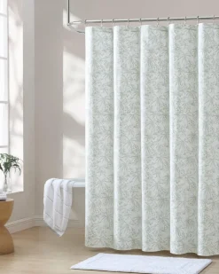 Pen and Ink Spring Green Palm Shower Curtain