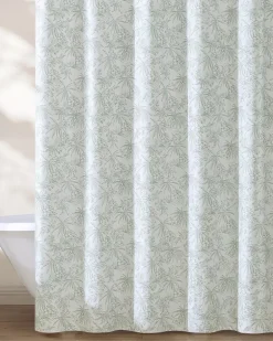 Pen and Ink Spring Green Palm Shower Curtain