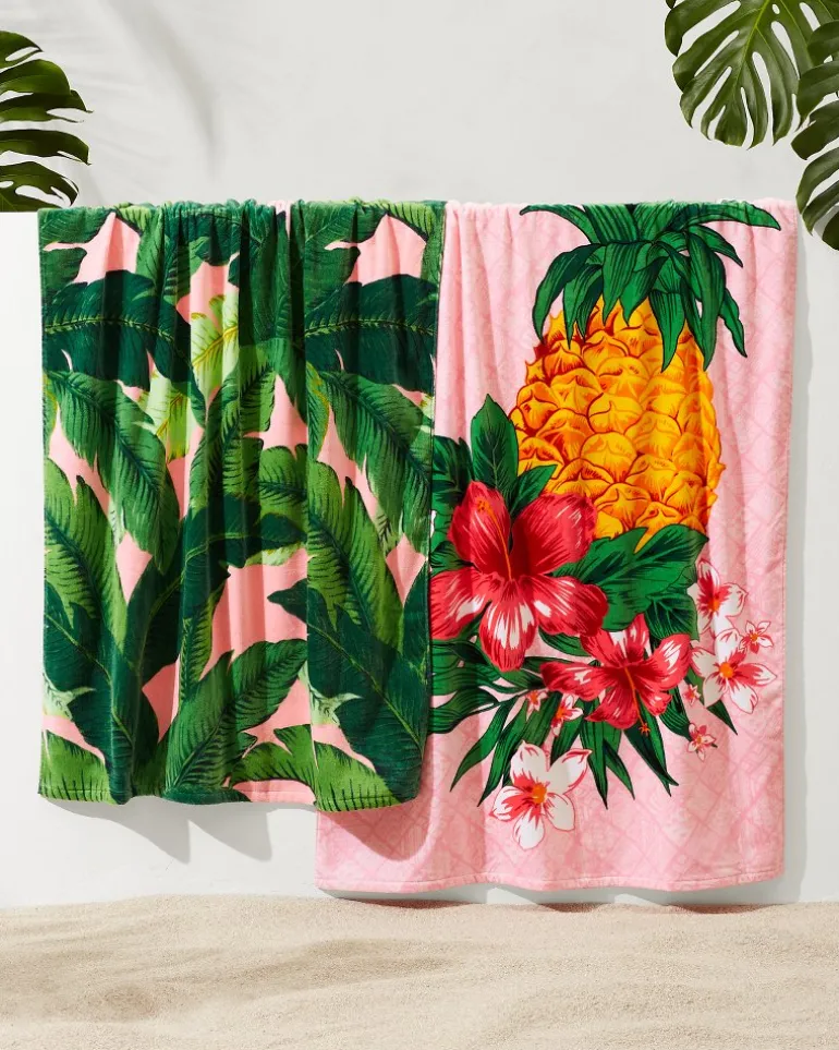 Pineapple Queen & Swaying Fronds Beach Towels — Set of 2