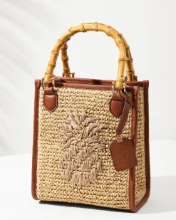 Raffia & Leather Bamboo Mini Tote
