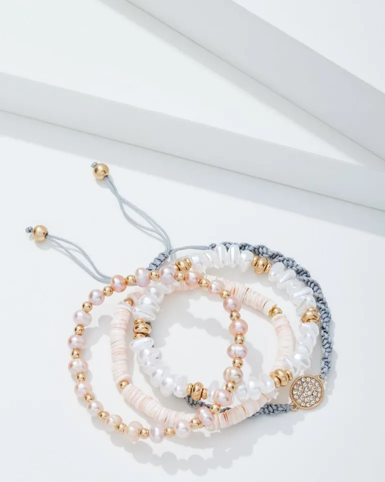 Sanibel Island Heishi and Pearl Bracelet Set