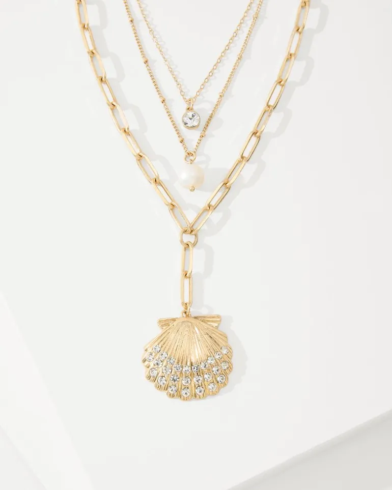Sanibel Island Layered Shell Pendant Necklace