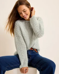 Shimmer Cable Boat-Neck Sweater