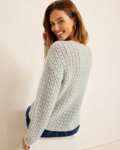 Shimmer Cable Boat-Neck Sweater