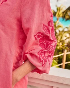 St. Lucia Linen-Blend Embroidered Coverup Dress