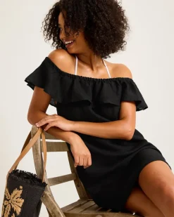 St. Lucia Linen-Blend Off-the-Shoulder Coverup Dress