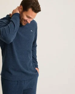 Textured Twill Stripe Crew Long-Sleeve Top