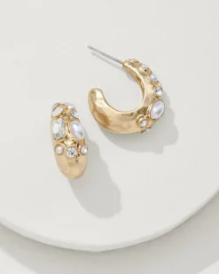 Tidal Treasure Mother of Pearl and Stone Chunky Hoops