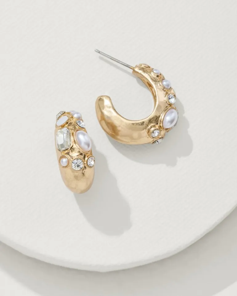 Tidal Treasure Mother of Pearl and Stone Chunky Hoops