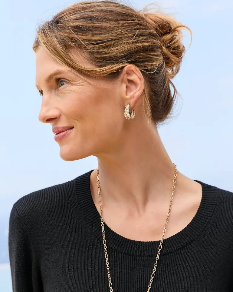 Tidal Treasure Mother of Pearl and Stone Chunky Hoops