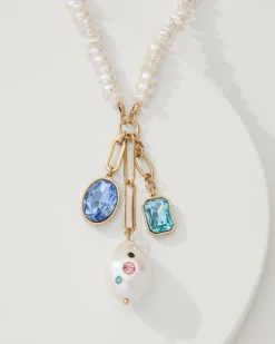Tidal Treasure Pearl and Stone Charm Necklace