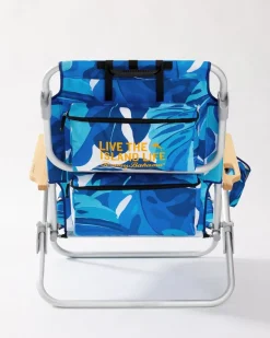 Tommy Bahama Blue Monstera Deluxe Backpack Beach Chair