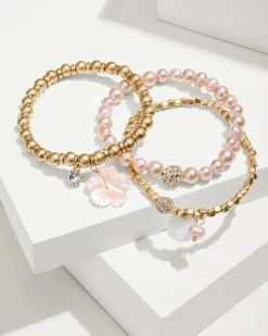 Tropical Blooms Stretch Charm Bracelet Set