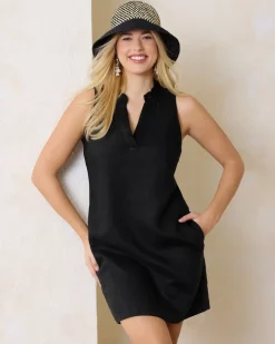 Two Palms Double-Ruffle Linen Dress