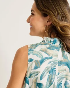 Two Palms Frond Valley Linen Shift Dress