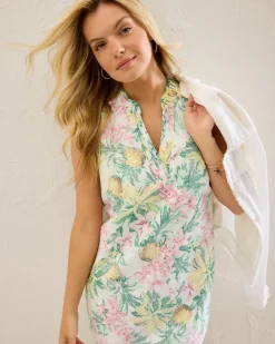 Two Palms Orchid Oasis Linen Shift Dress