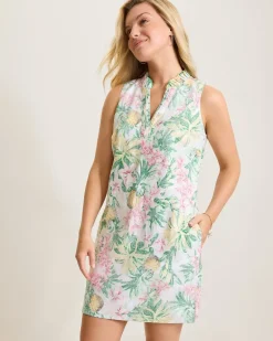 Two Palms Orchid Oasis Linen Shift Dress