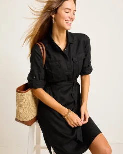 Two Palms Patch-Pocket Linen Dress