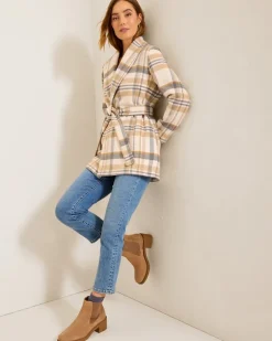 Wooly Plaid Wrap Coat